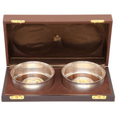 Pair of Garrard Sir Winston Churchill Coasters in Fitted Case