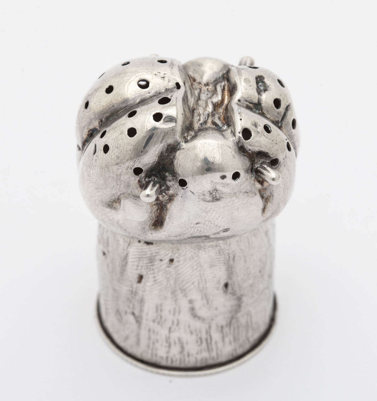 British Early Victorian Sterling Pepper Pot in the Form of a Champagne Cork For Sale