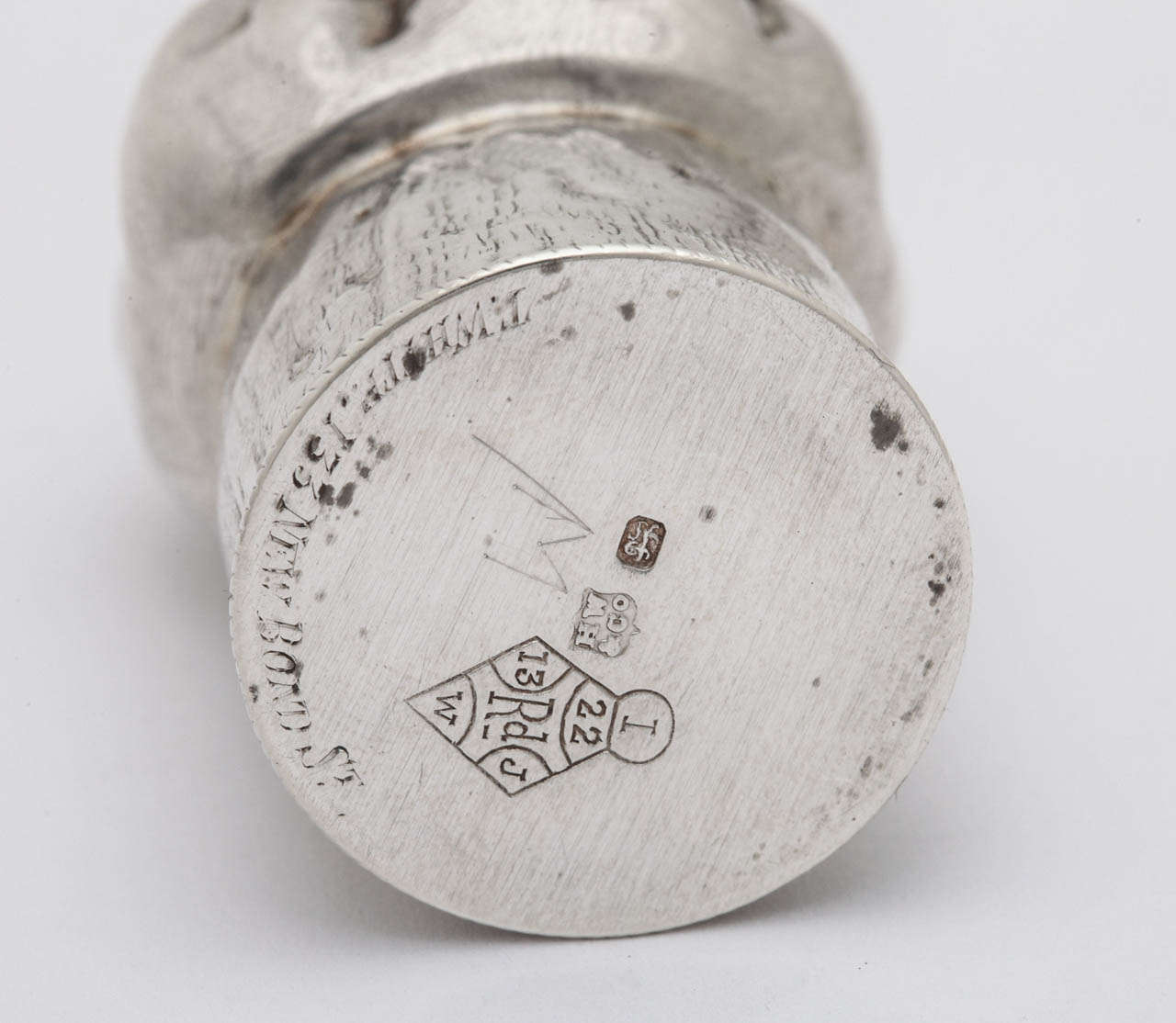 19th Century Early Victorian Sterling Pepper Pot in the Form of a Champagne Cork For Sale