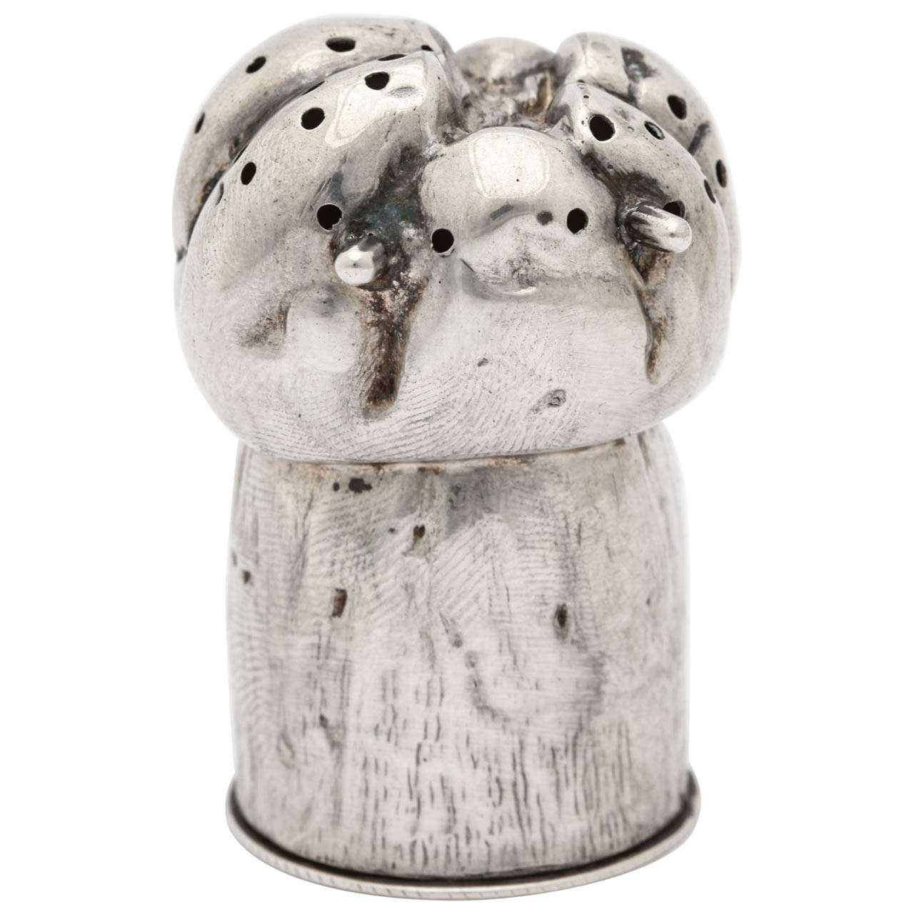 Early Victorian Sterling Pepper Pot in the Form of a Champagne Cork For Sale