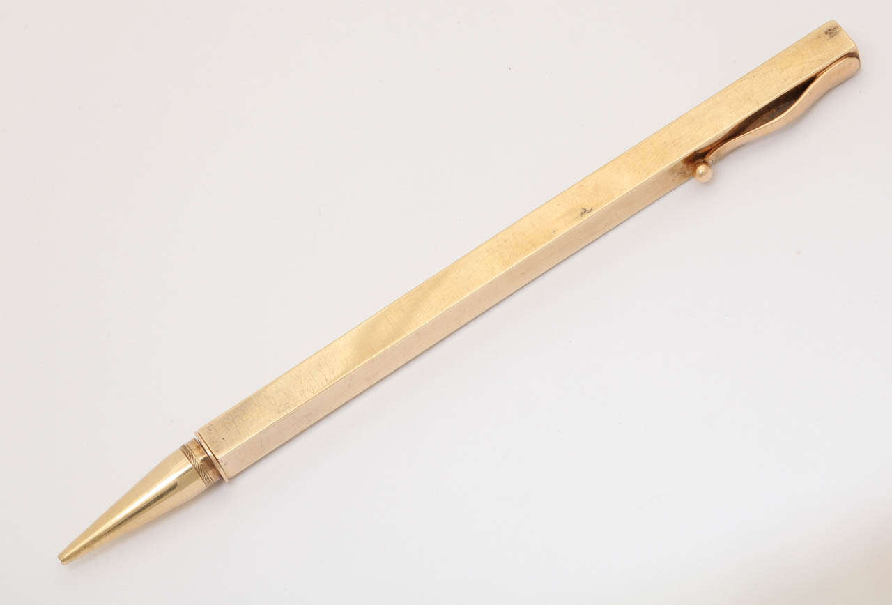 Mid-20th Century Rare 14kt Gold Propelling Pencil