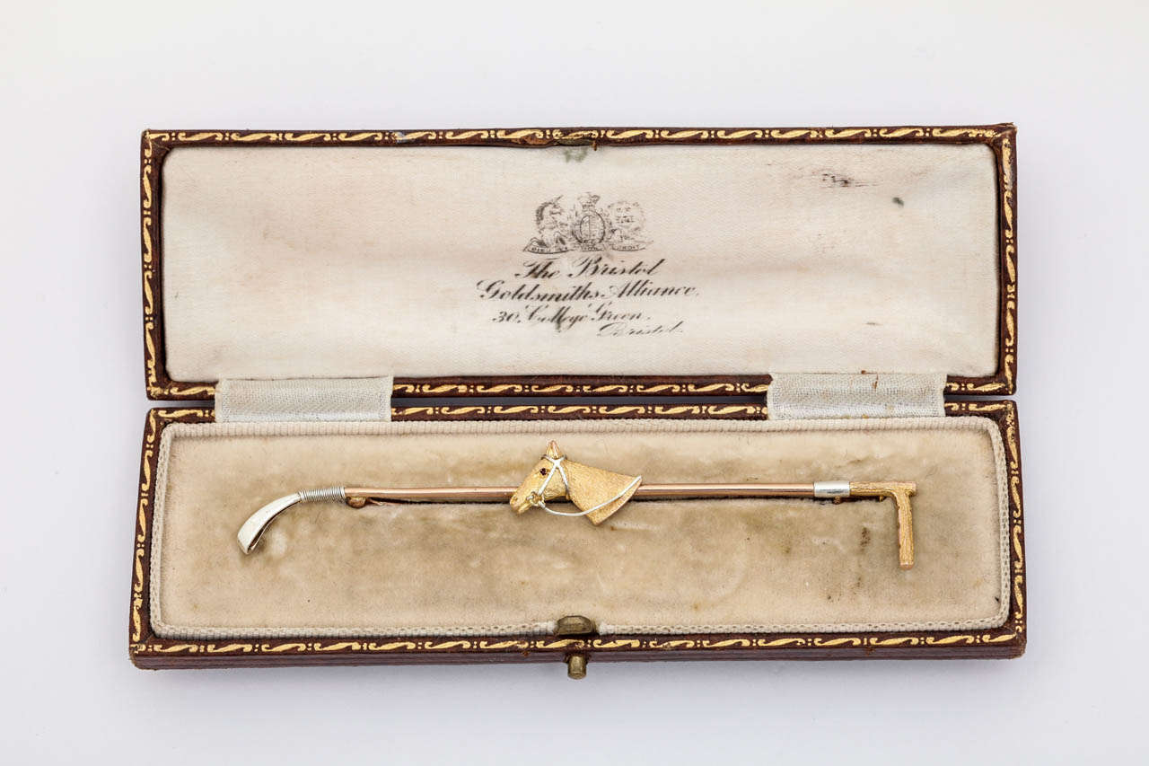 Equestrian Riding Crop Pin in Original Box at 1stDibs
