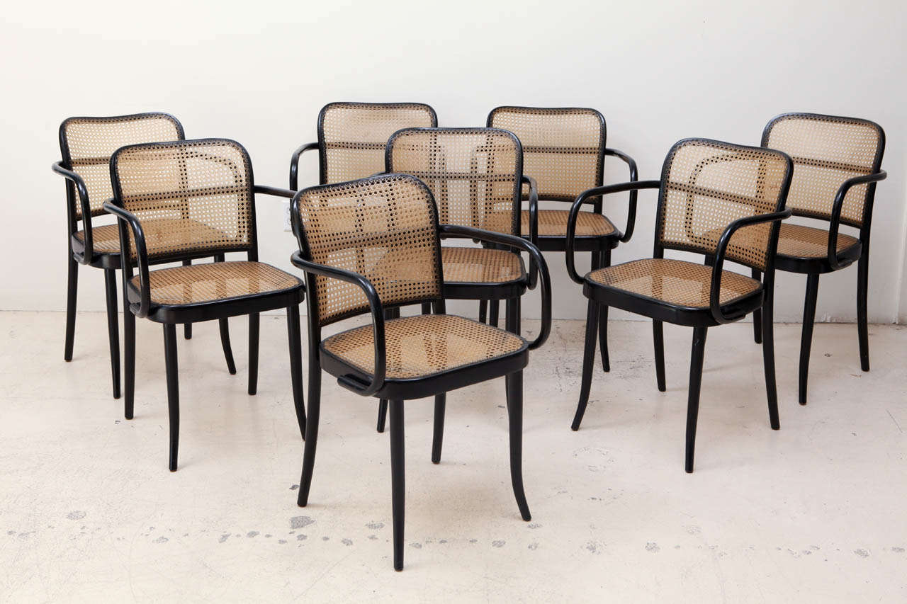 Set of 4 Ebonized Bentwood Dining Chairs by Stendig.