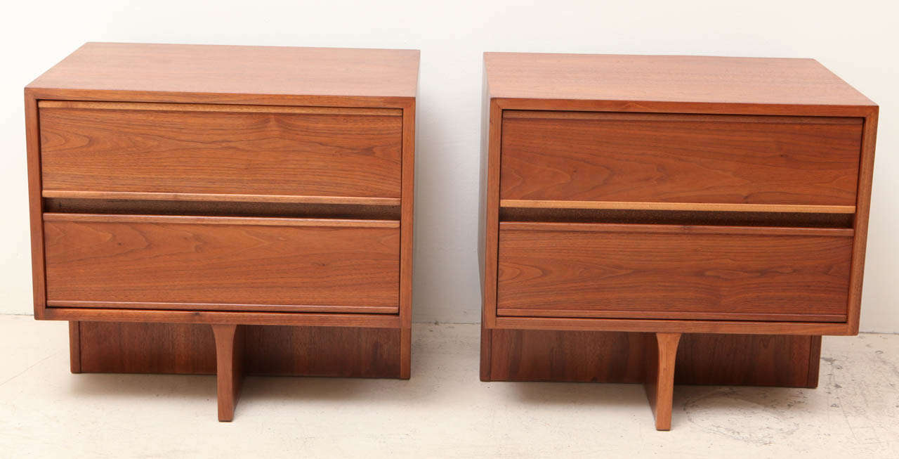 Pair of Rare Brown Saltman Nightstands Designed by John Keal