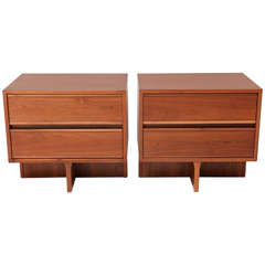 Pair of Rare Brown Saltman Nightstands Designed by John Keal