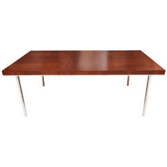 Flame Mahogany Dining Table with Chrome Base by John Stuart