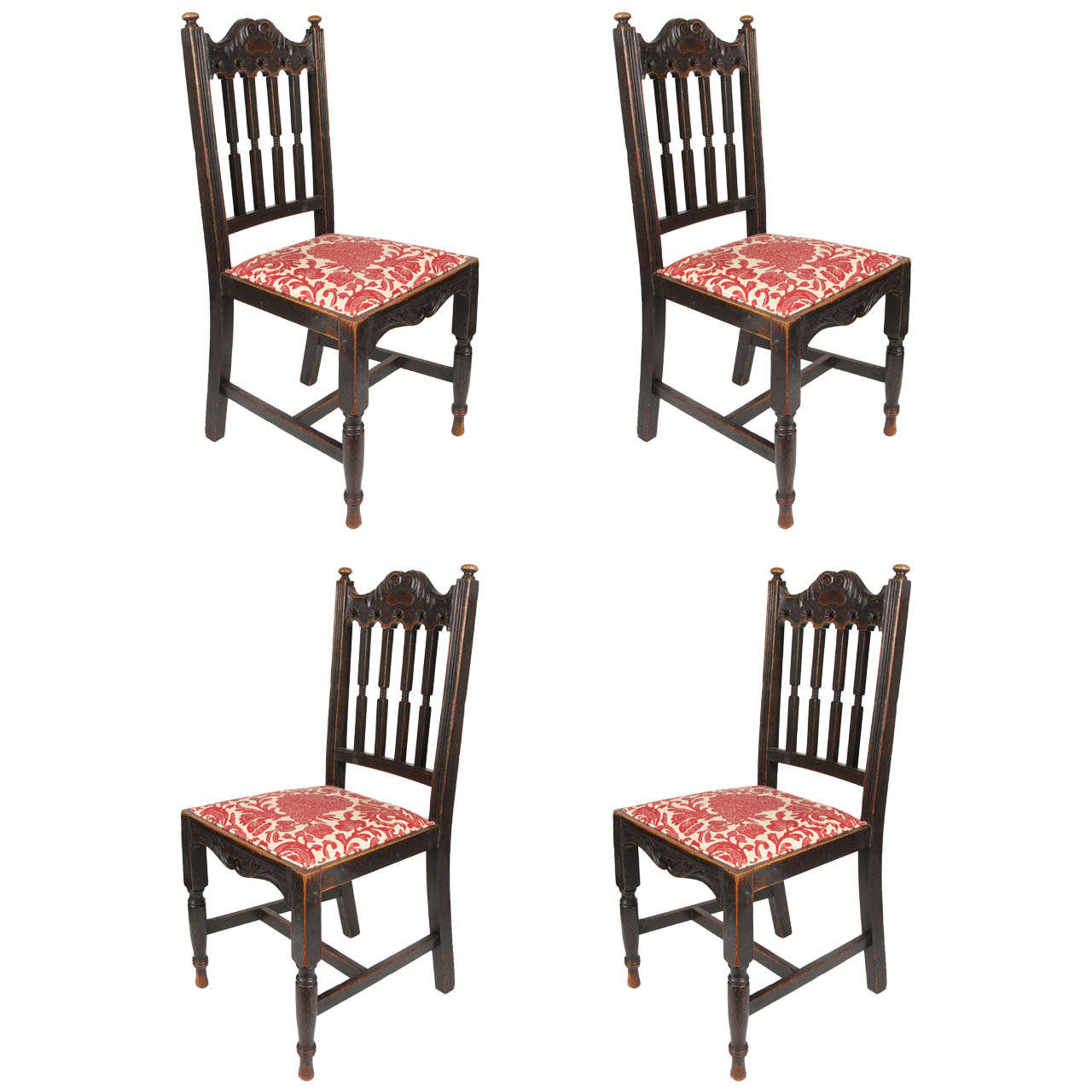 Set of Four Antique Oak Chairs