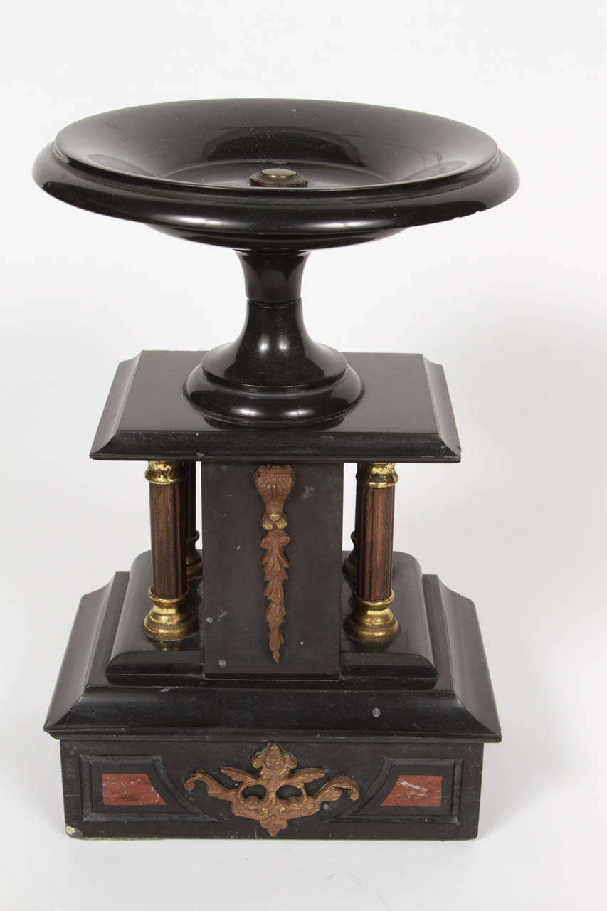 American Pair of Marble and Metal Pedestal Stands