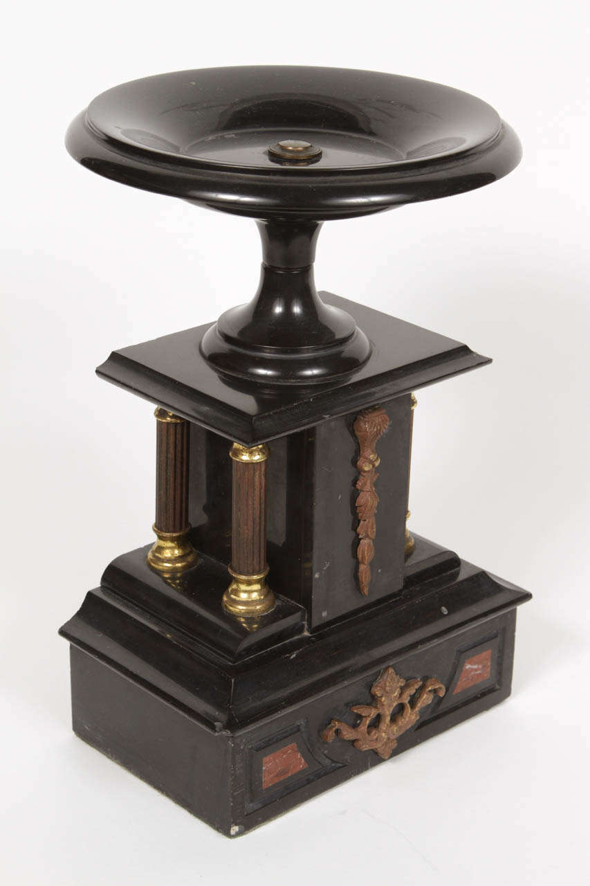 Pair of Marble and Metal Pedestal Stands 1