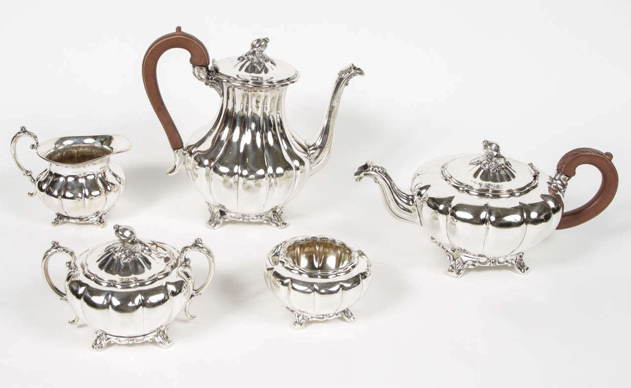 Five Piece Silver Plate English Tea Set at 1stdibs