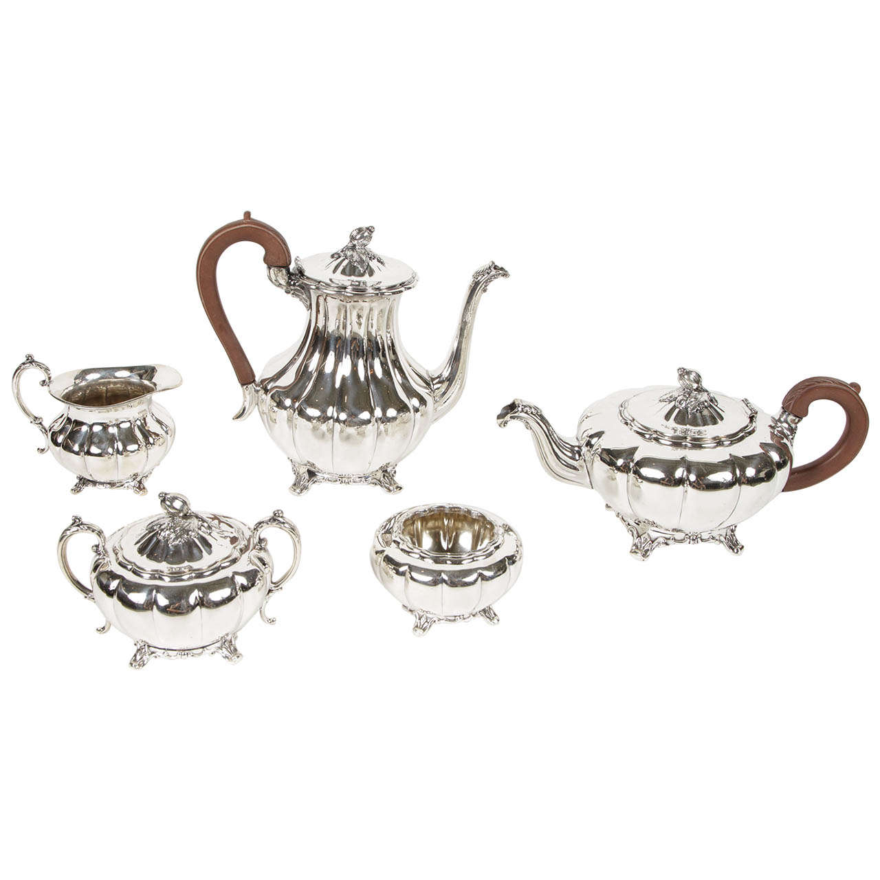 Five Piece Silver Plate English Tea Set at 1stdibs