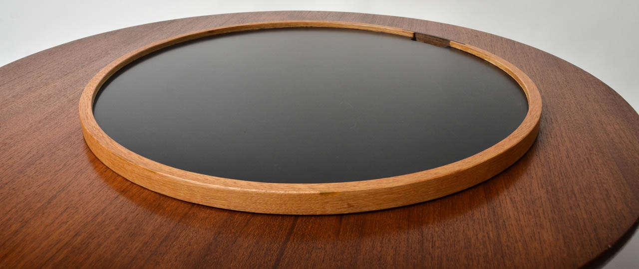 Black/White Laminate surface tray with Oak bent-wood rim or frame  and wenge handle.
Danish Designed by Hans Wegner, made by Getama as part of tray on metal stand table.
ONLY the tray is offered,