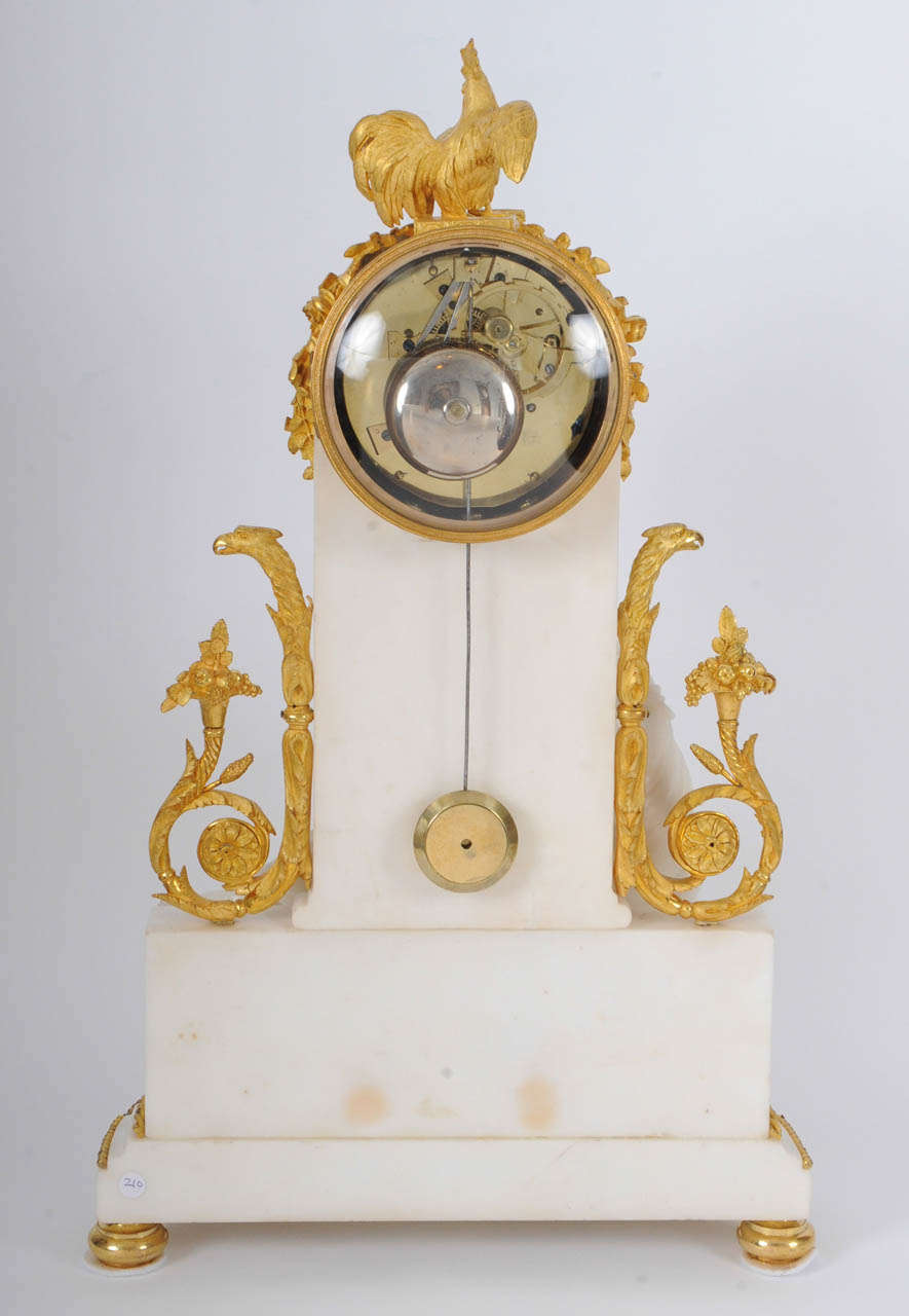 A French Louis XVI ormolu and marble sculptural mantel clock, circa 1770 2
