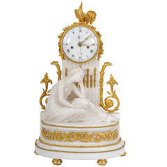 A French Louis XVI ormolu and marble sculptural mantel clock, circa 1770