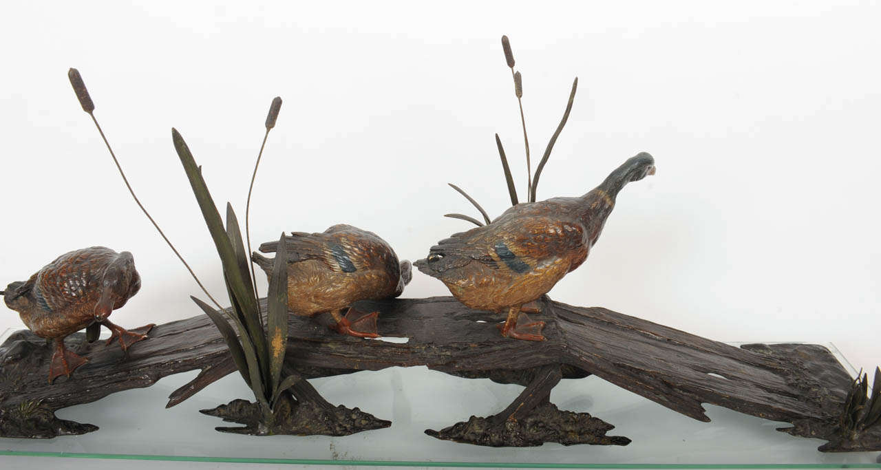 A large Vienna cold patinated bronze model of ducks, circa 1900 2