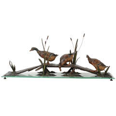 A large Vienna cold patinated bronze model of ducks, circa 1900