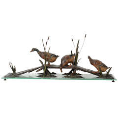 Antique A large Vienna cold patinated bronze model of ducks, circa 1900