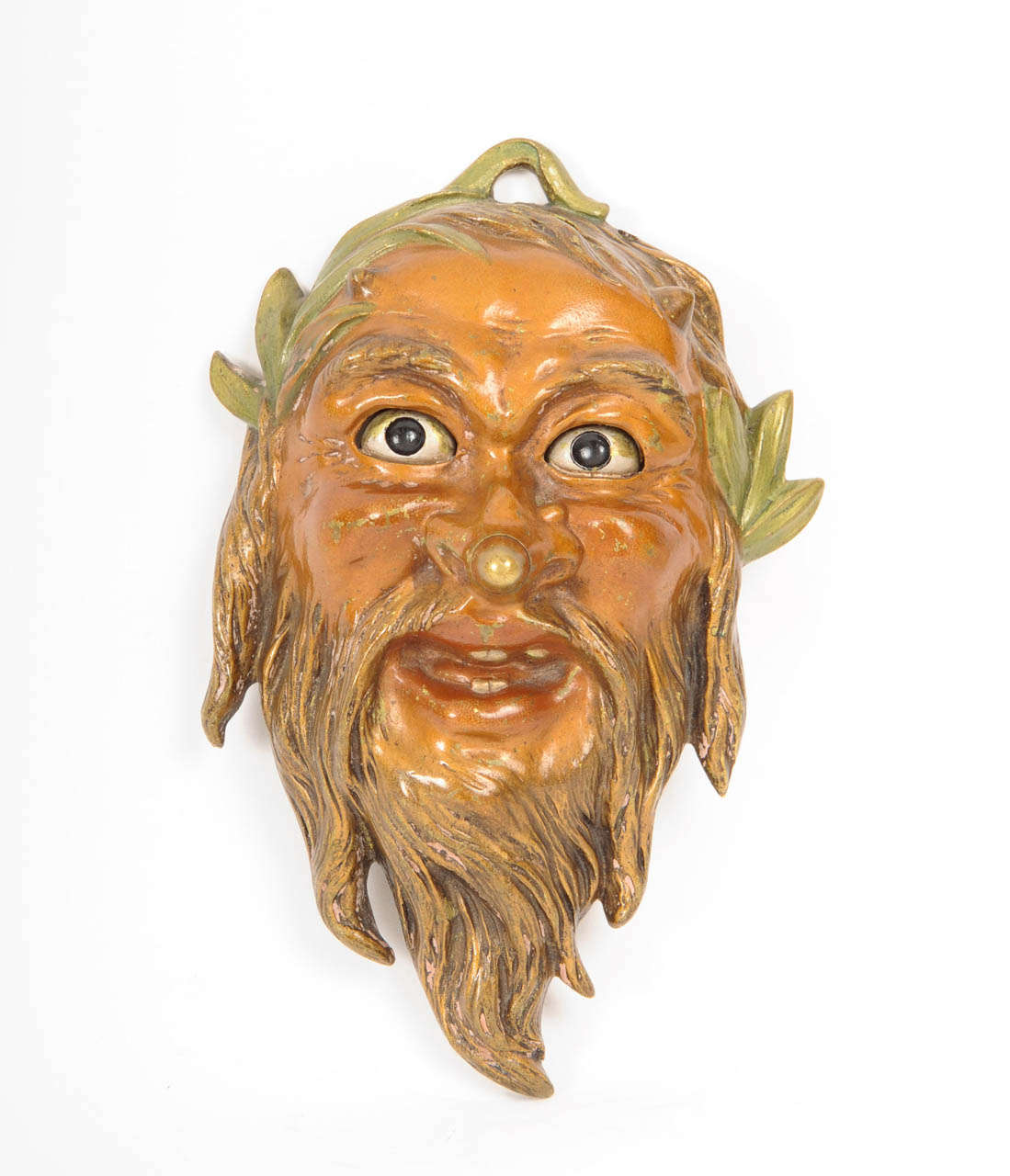 19th Century Cold Painted  Bronze Door Bell in the Form of the Mask