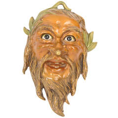 Antique 19th Century Cold Painted  Bronze Door Bell in the Form of the Mask