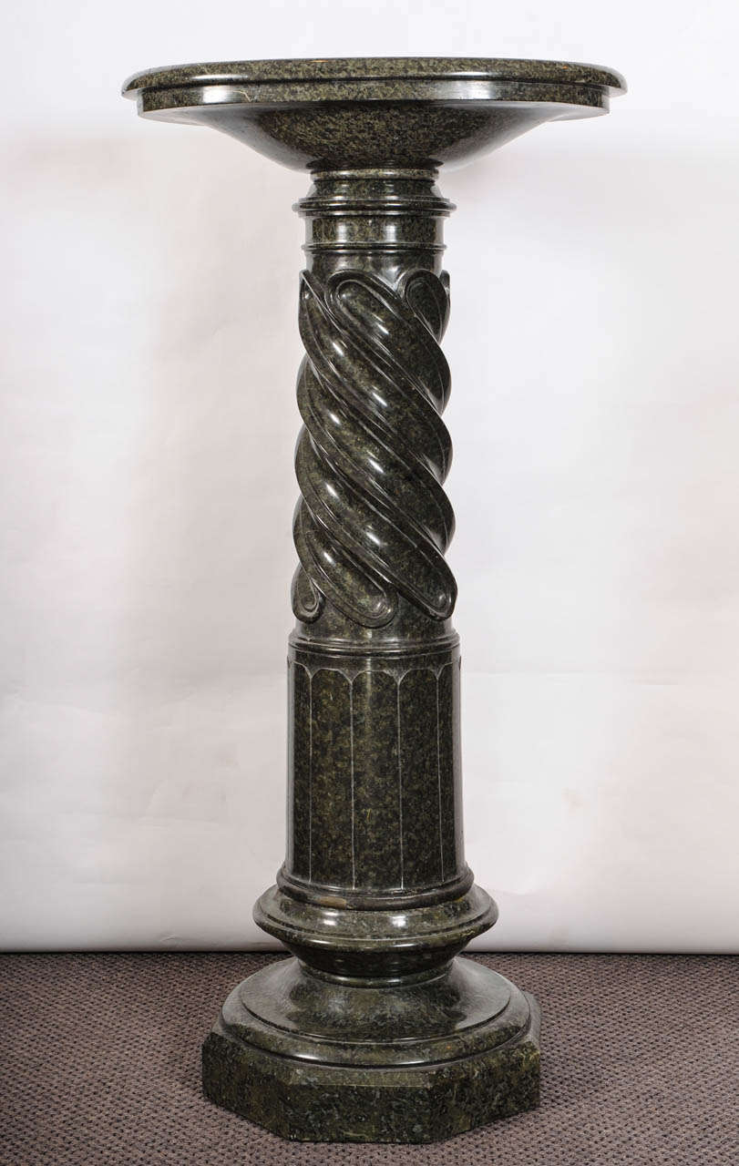 Green Marble Turned Pedestal with an oval top, circa 1880