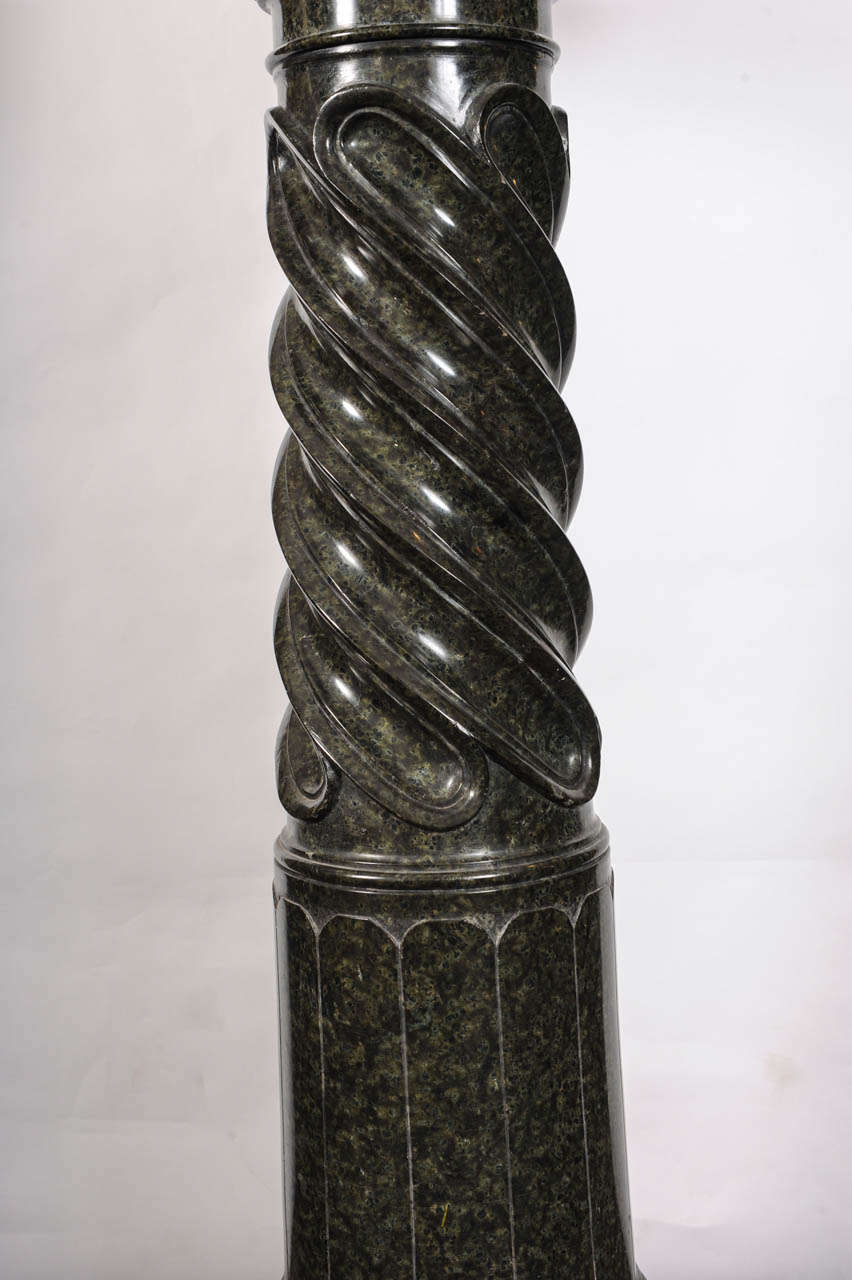 Neoclassical Green Marble Turned Pedestal, circa 1880 For Sale