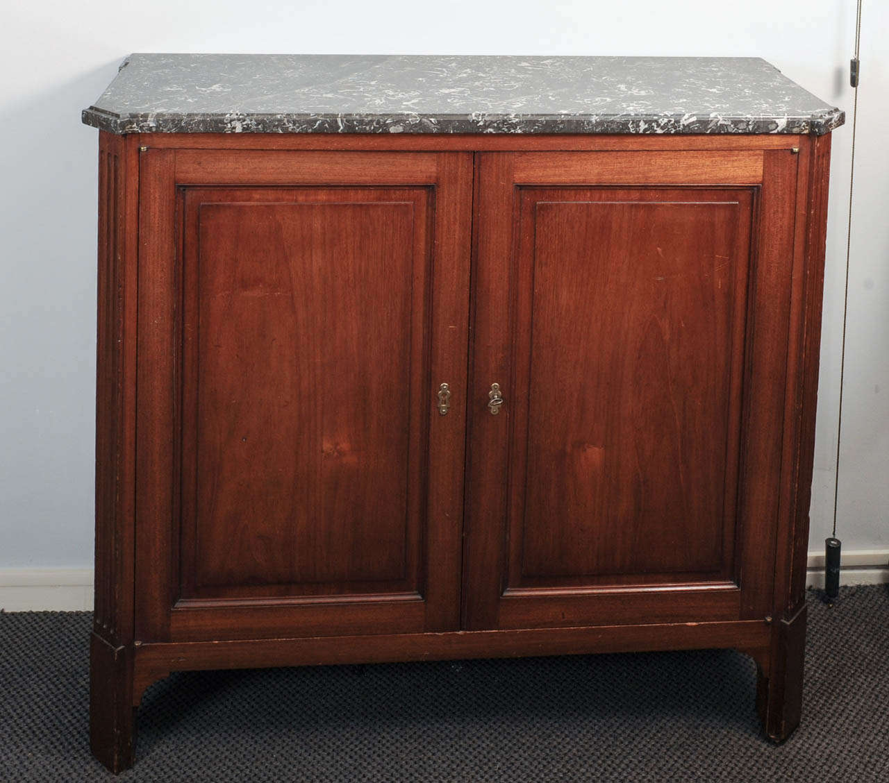 A Pair of French Mahogany Cupboards with Marble Top circa 1830