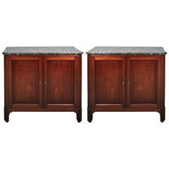 A Pair of French Mahogany Cupboards with Marble Top circa 1830