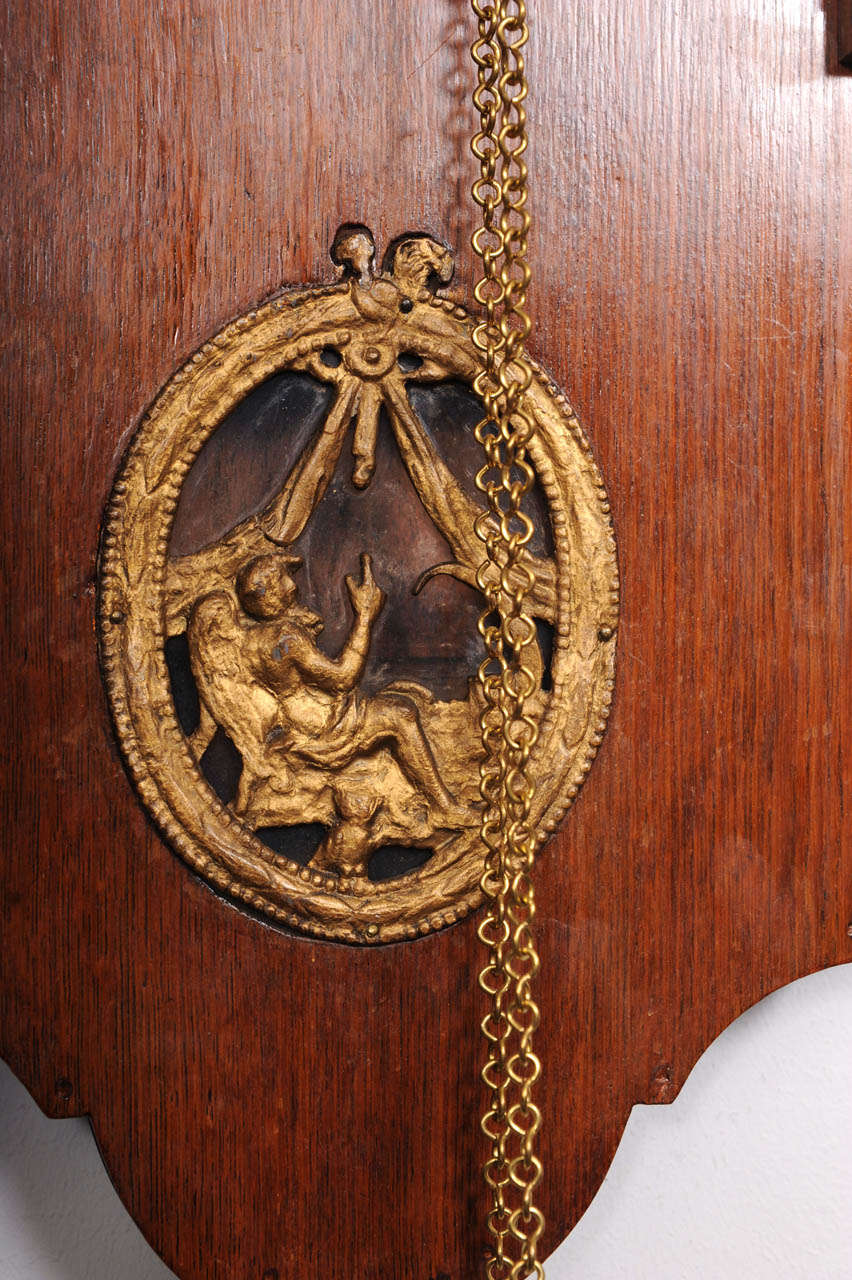 Folk Art A Very Unusual Dutch Frisian Oak Animated 3/4 So-Called 'Staartklok', Circa 1800 For Sale