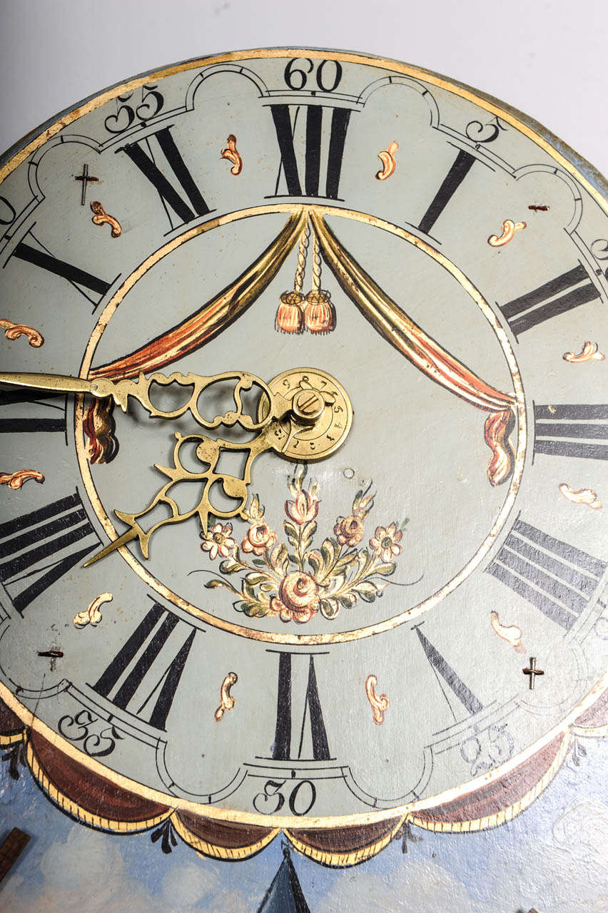 19th Century A Very Unusual Dutch Frisian Oak Animated 3/4 So-Called 'Staartklok', Circa 1800 For Sale