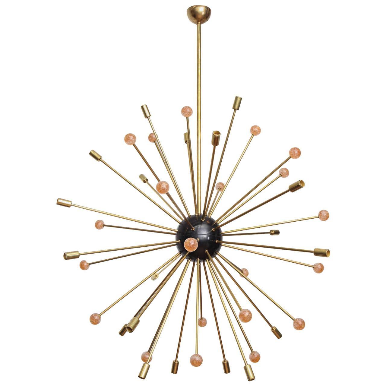 Rare Brass and Amber Murano Glass "Sputnik" Chandelier For Sale
