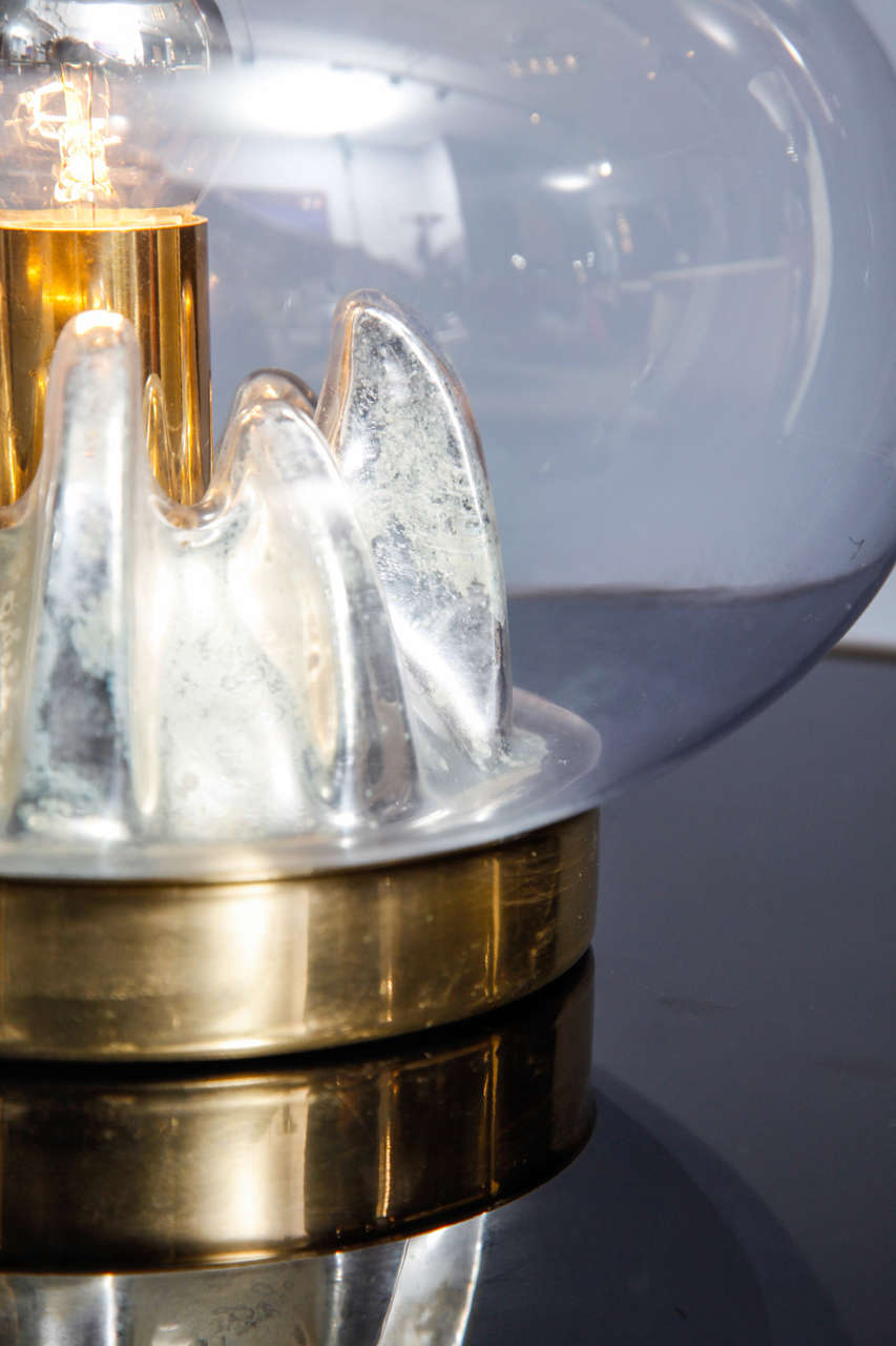 Glass Pair of Italian Origin Table Lamps For Sale
