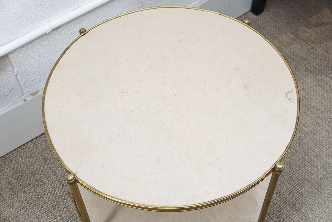 Unknown Two-Tiered Marble and Brass End Table