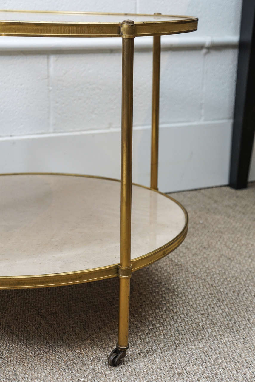 Two-Tiered Marble and Brass End Table In Excellent Condition In Hudson, NY