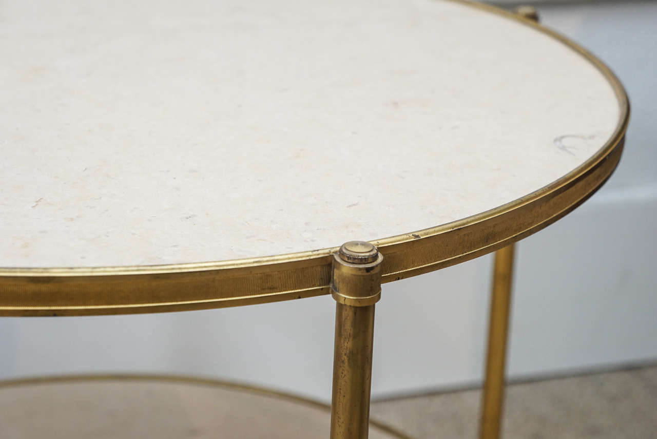 Late 20th Century Two-Tiered Marble and Brass End Table