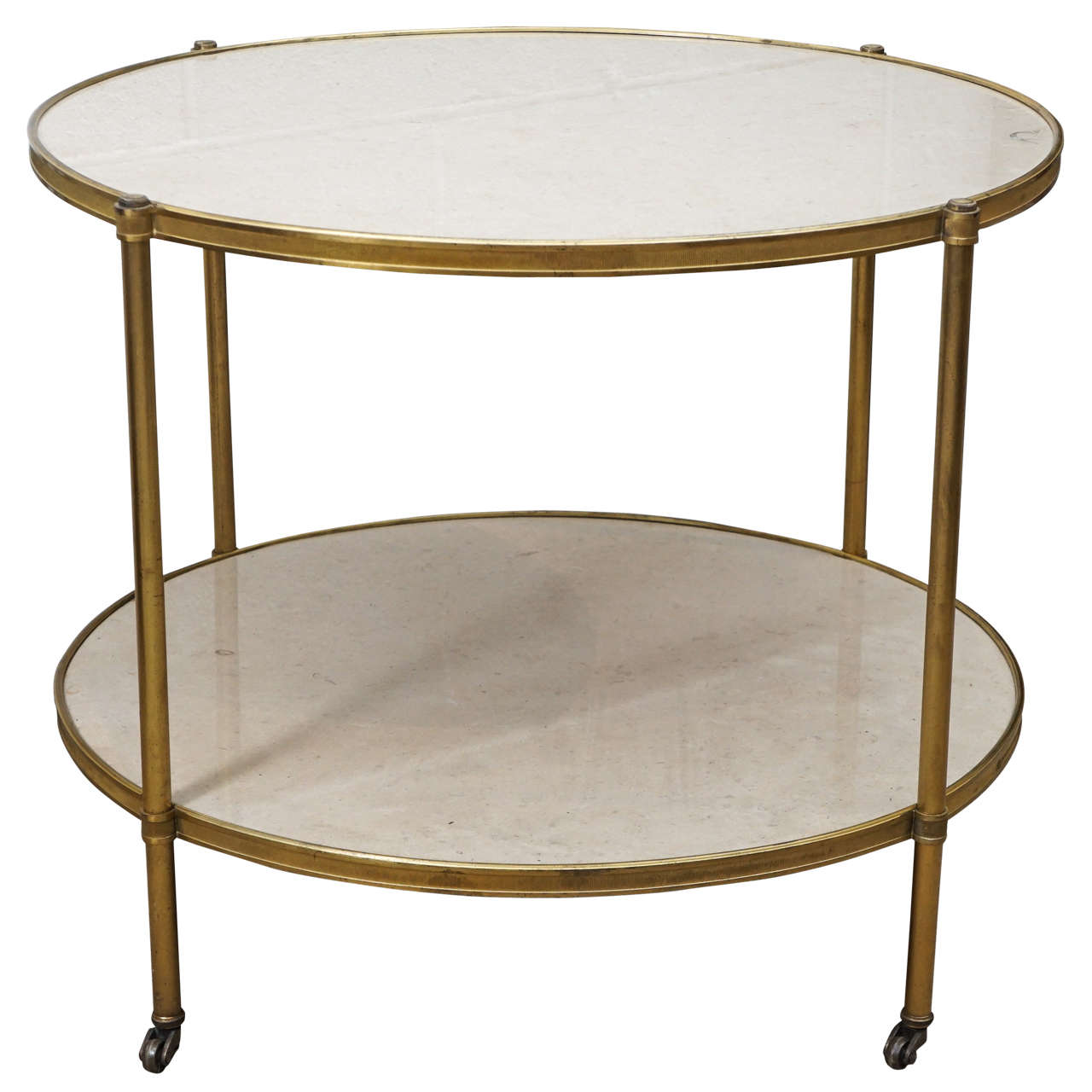 Two-Tiered Marble and Brass End Table