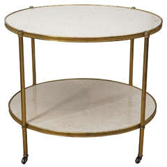 Two-Tiered Marble and Brass End Table