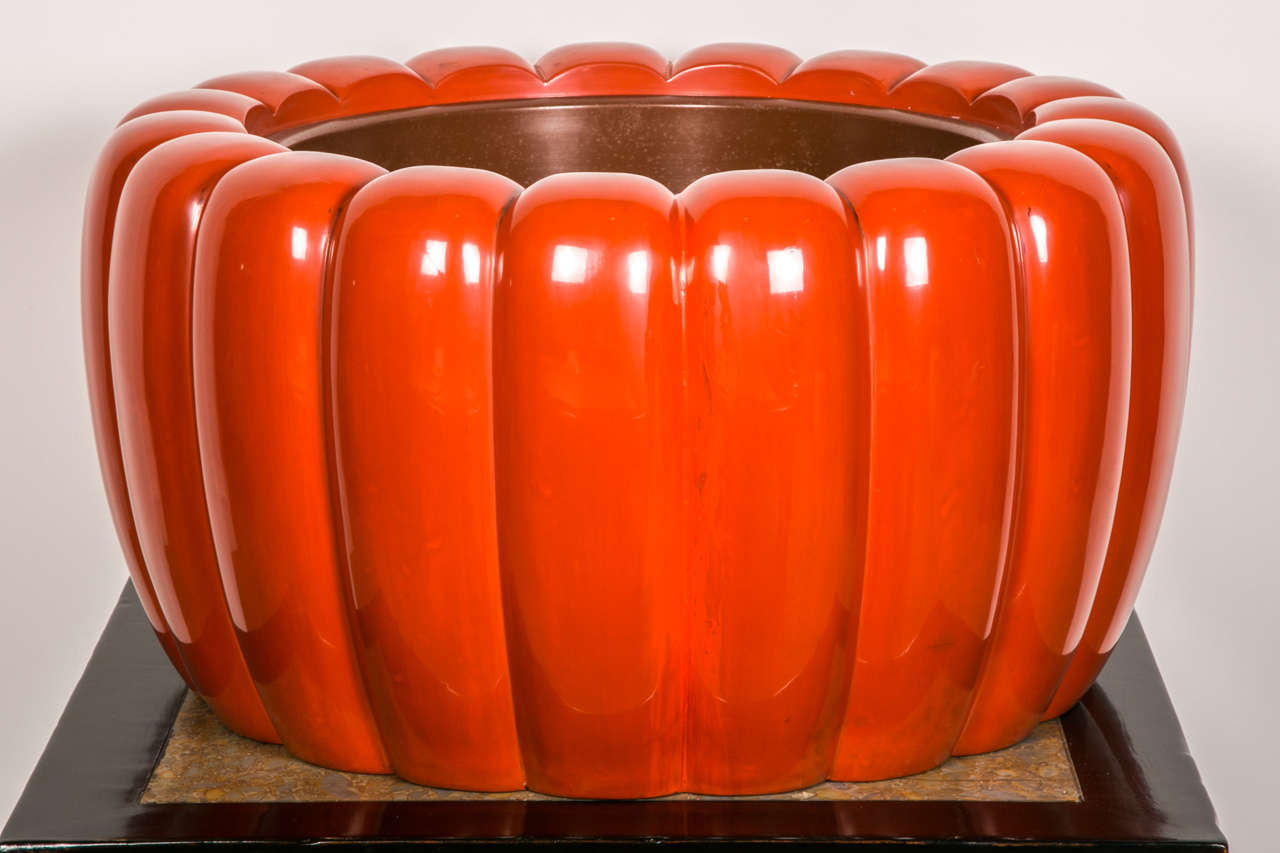 Early 20th Century Very Large Japanese Negoro Lacquer Hibachi