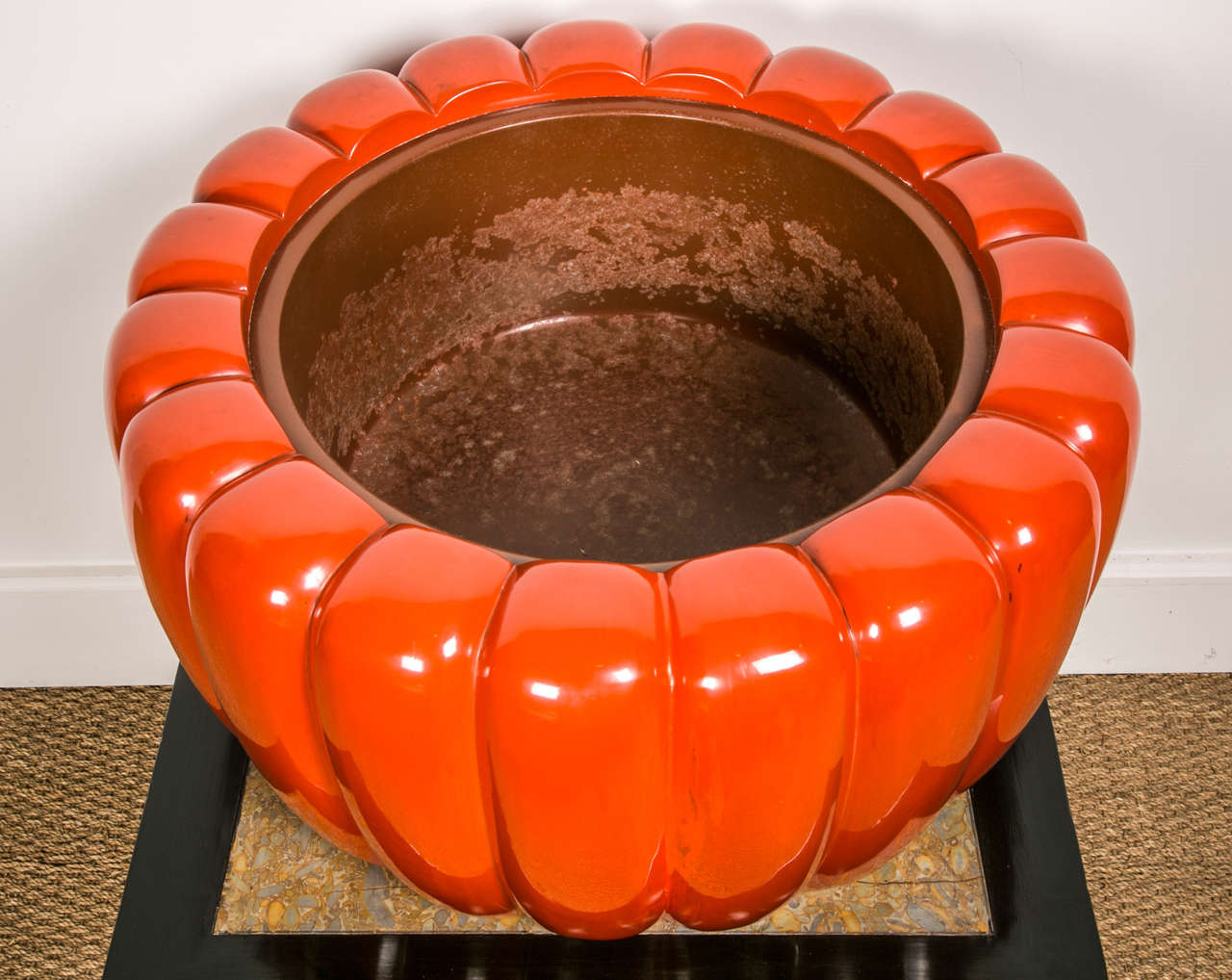 Wood Very Large Japanese Negoro Lacquer Hibachi