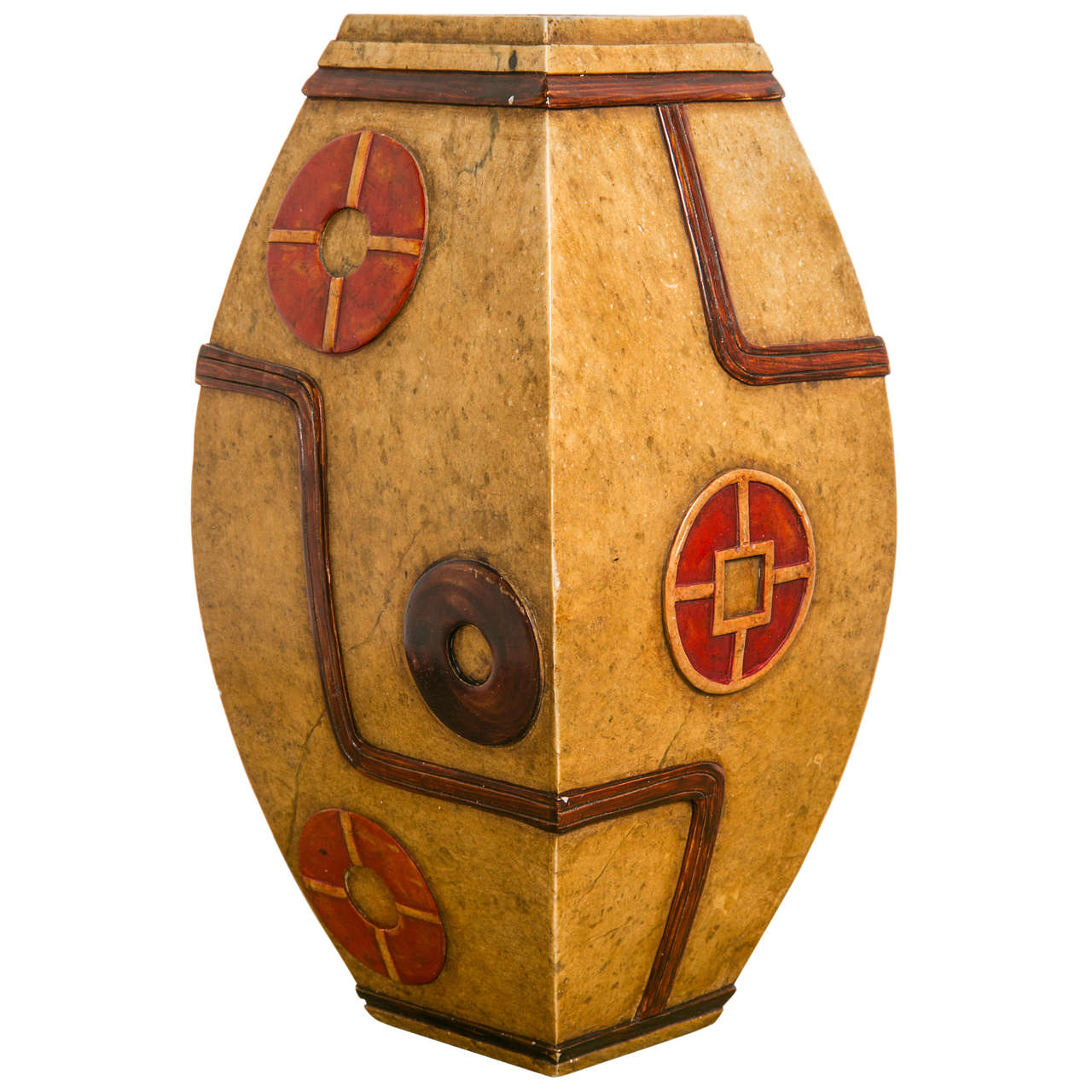 20th Century Stone Vase with Decorative Geometric Motif For Sale