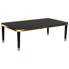 Early 20th Century black lacquer and opaline glass cocktail table