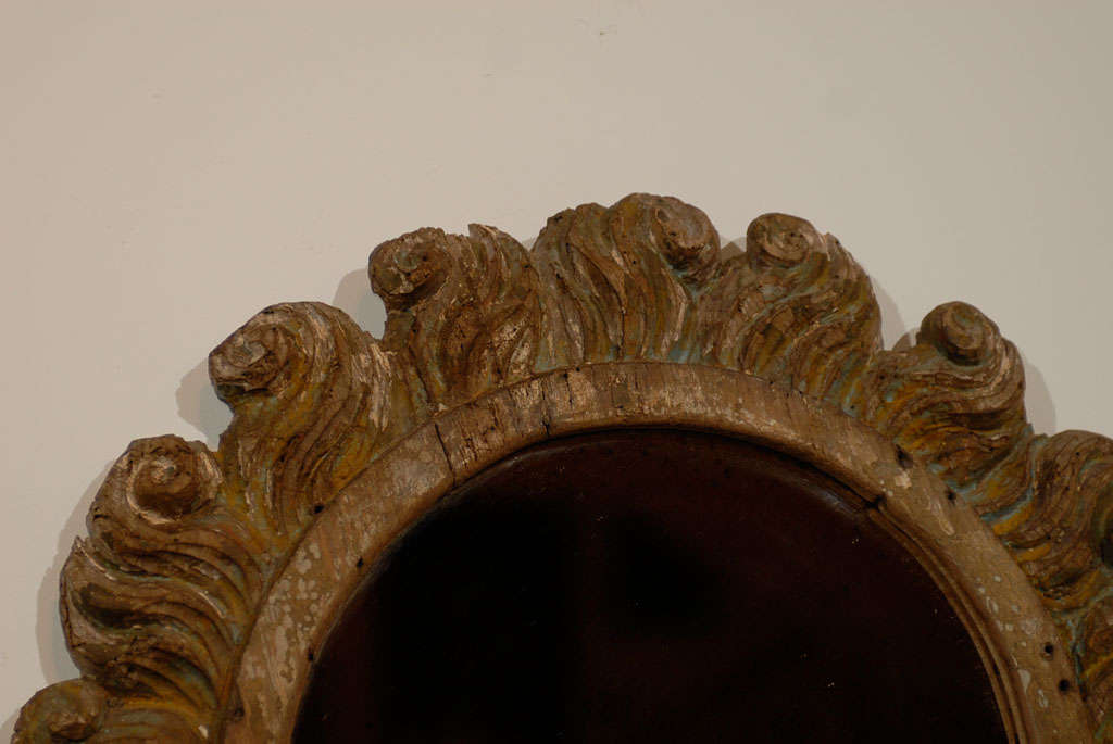 18th Century and Earlier 18th Century Carved Italian Round Mirror
