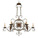 19th Century French Painted and Gilt Iron Chandelier