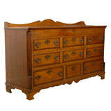 English Mule Chest with Scalloped Gallery and Fluted Pilasters