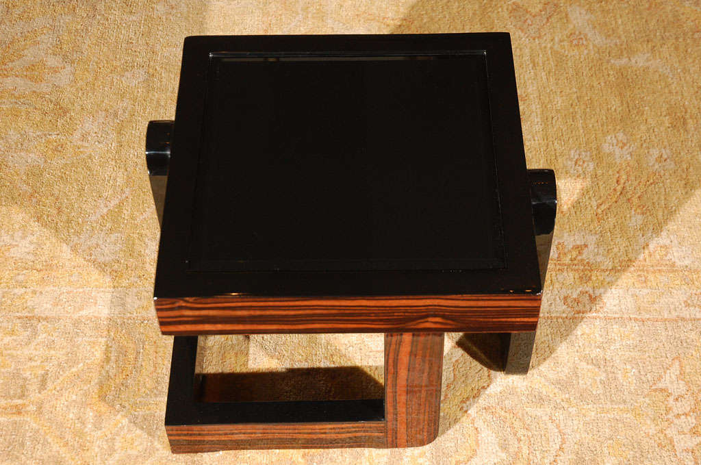 Art Deco Macassar Ebony and Black Lacquer Side Table In Excellent Condition In Los Angeles, CA