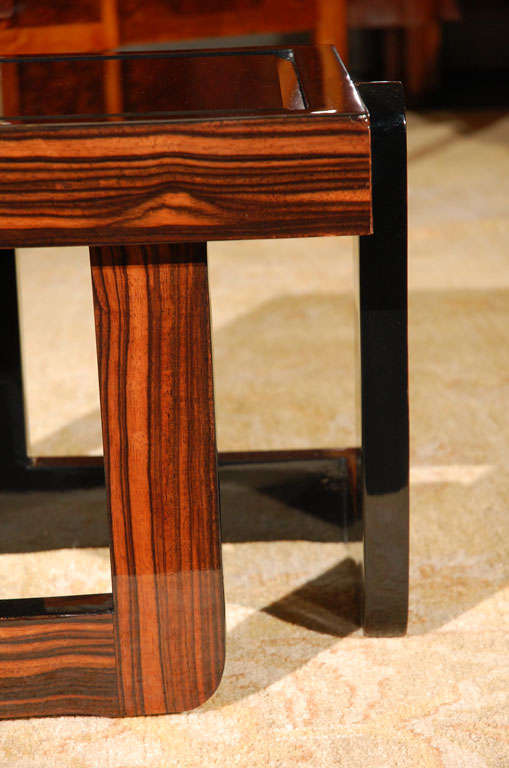 Art Deco Macassar Ebony and Black Lacquer Side Table 4