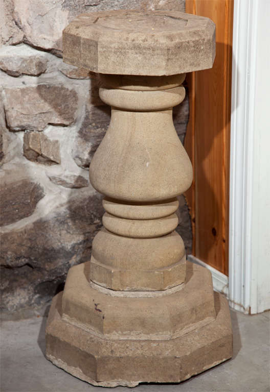 English Octagonal Carved Stone Table Base