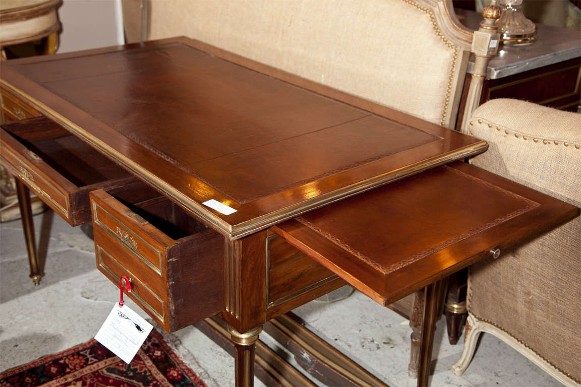 French Louis XVI Style Mahogany Desk by Jansen 6