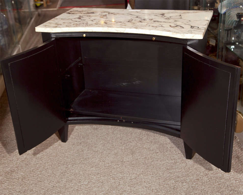 Pair of Marble Top Ebonized Cabinets 1
