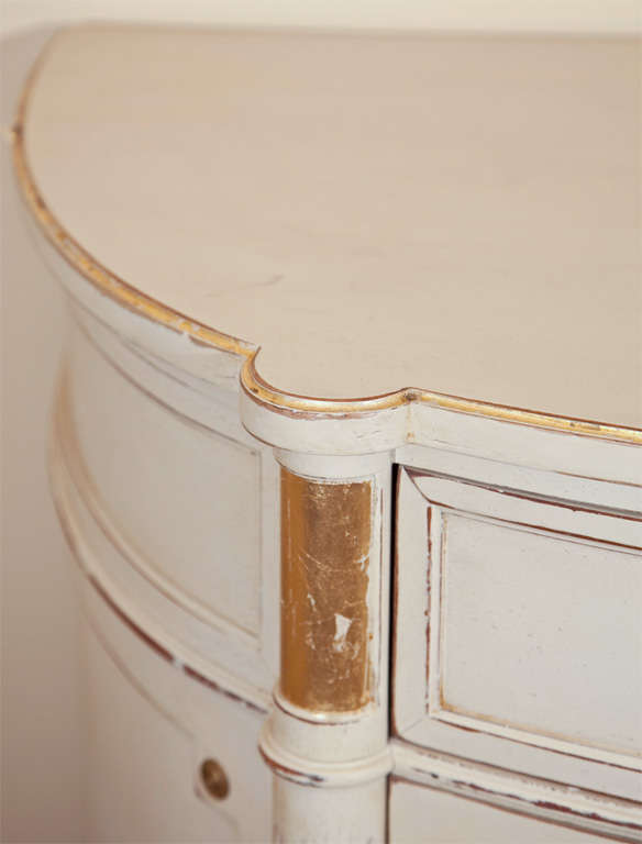 American French White Painted Demilune Chest