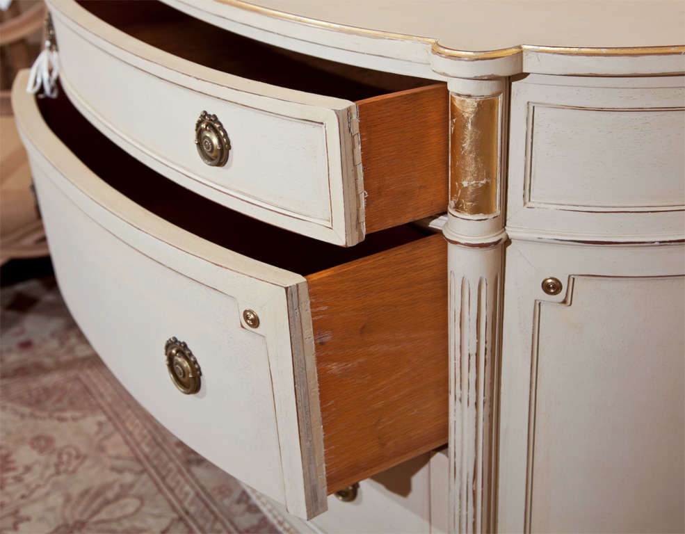 20th Century French White Painted Demilune Chest